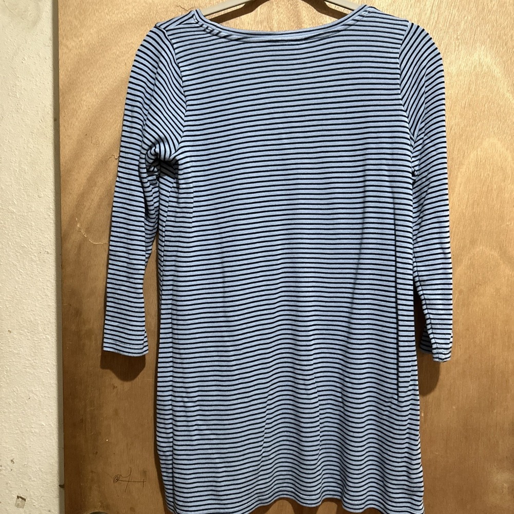 J Jill long sleeve dress size S petite blue striped long sleeve rayon blend - Picture 2 of 9